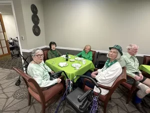 Residents enjoying St. Patrick's Day at the Dominican Village pub