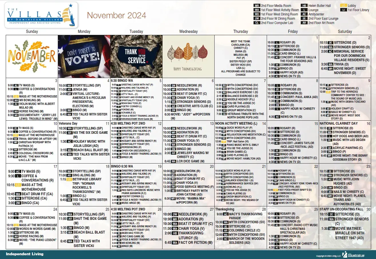 November 2024 Independent Living Calendar