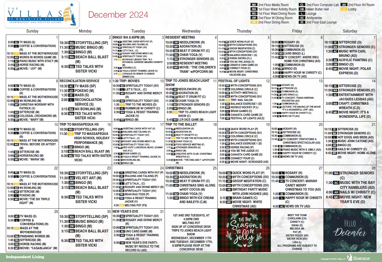 December 2024 Independent Living Calendar