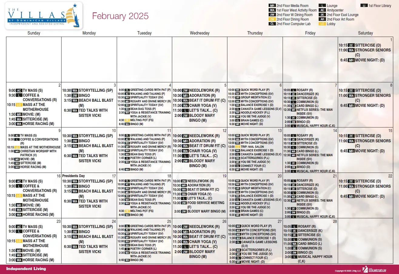 Independent Living Calendar February 2025