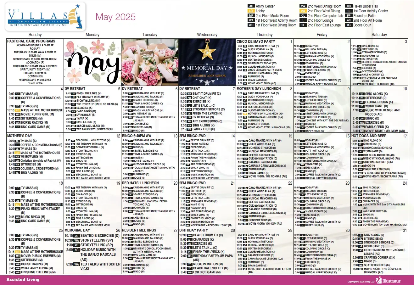 May 2025 Assisted Living Calendar