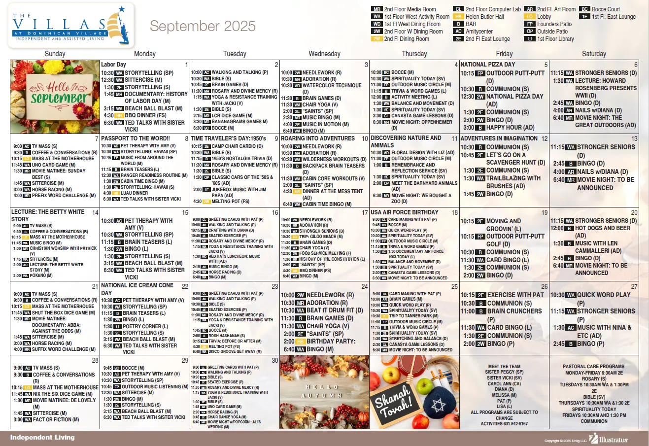 Independent Living Calendar for September 2025