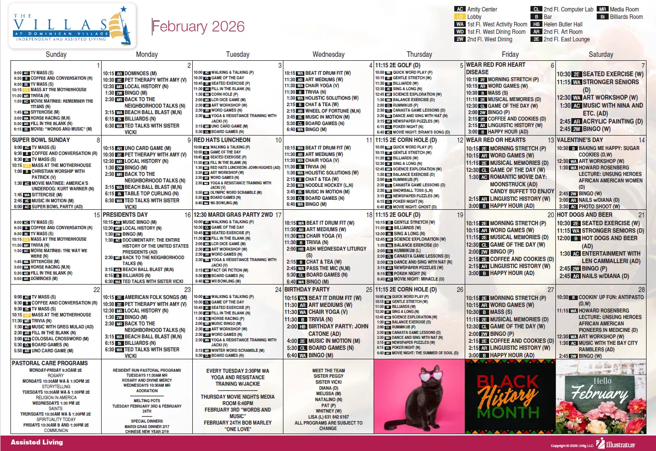 Assisted Living Calendar February 2026